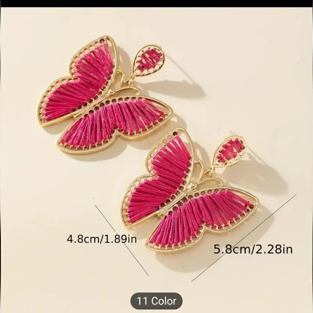 Butterfly earrings cotton thread